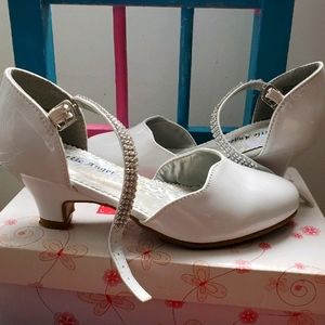 Girls Little Angel white patent leather shoes